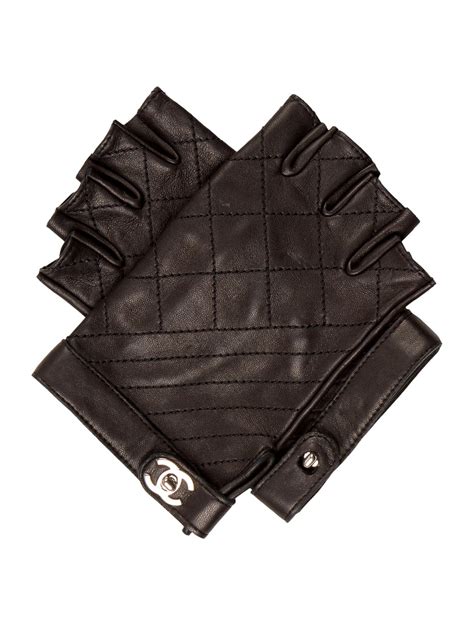 chanel leather fingerless gloves|chanel quilted gloves.